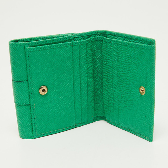 DOLCE & GABBANA Green Leather Trifold Compact Wallet - Picture 2 of 8